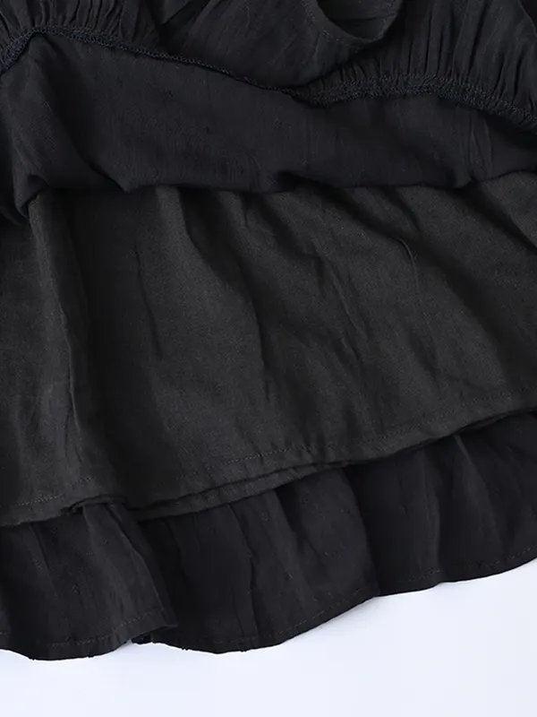 Girls_Cotton_Woven_Dress_With_Aari_Work_Embroidered_Yoke_And_Puff_Sleeves_Black
