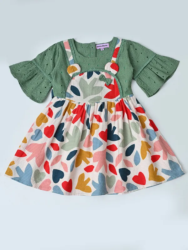 Baby_Girls_Floral_Printed_Cotton_Woven_Dress_With_Bell_Sleeves_Green