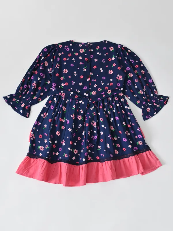 Bella_Moda_Cotton_Full_Sleeves_Frilled_Dresign_Printed_Dress_Navy_Blue