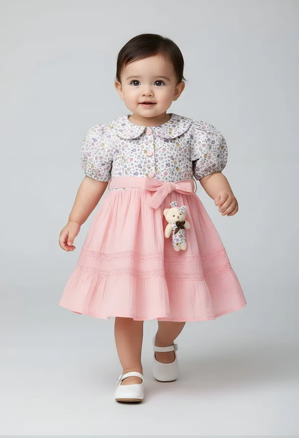 Bella_Moda_Cotton_Woven_Ballon_Puff_Sleeves_Comes_With_A_Matching_Taddybear