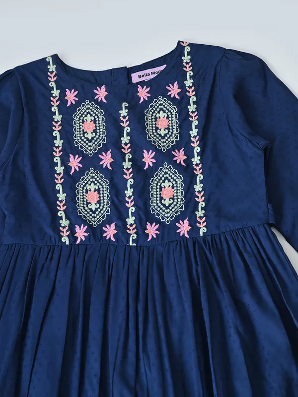 Bella_Moda_Cotton_Woven_Full_Sleeve_Floral_Embroidered_Fit_And_Flare_Dress_Navy_Blue