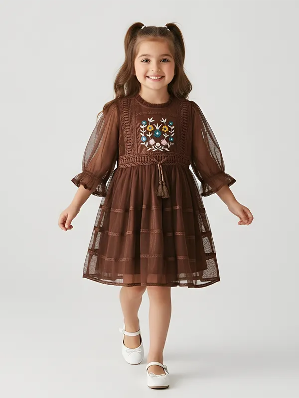 Bella_Moda_Girls_Net_Premium_Party_Frock_With_Embroidery,_Full_Sleeves_And_Tassel_Belt