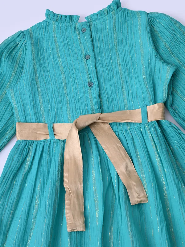 Bella_Moda_Girls_Fancy_Full_Sleeve_Dress_With_Contrast_Cuff_And_Belt