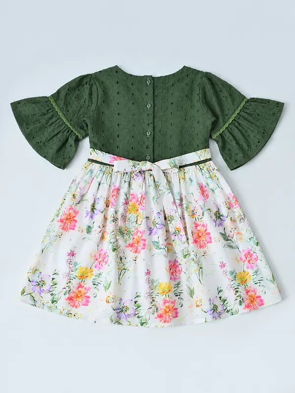 Baby_Girls_Floral_Printed_Cotton_Woven_Dress_With_Bell_Sleeves_Green