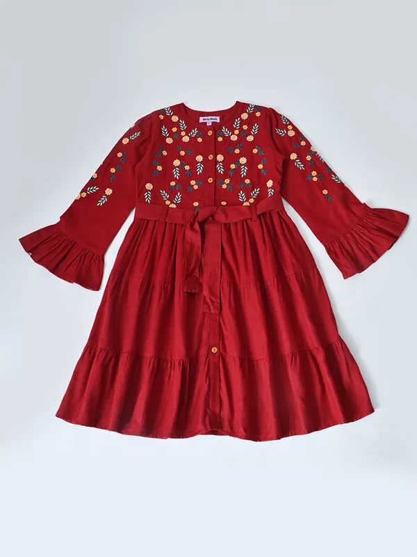 Bella_Moda_Cotton_Woven_Full_Sleeve_Floral_Embroidered_Fit_And_Flare_Dress_Red