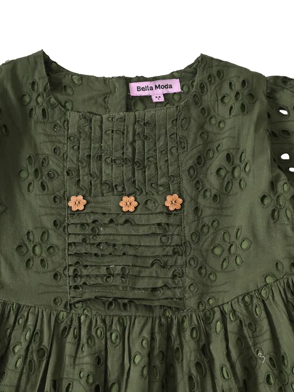 Bella_Moda_Schifli_Cutwork_Dress_With_Pleated_Yoke_And_Puff_3/4_Th_Sleeves