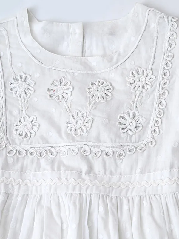 Girls_Cotton_Woven_Dress_With_Aari_Work_Embroidered_Yoke_And_Puff_Sleeves_White