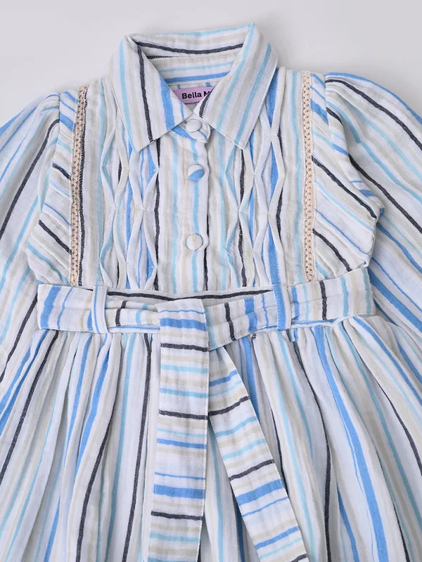 Bella_Moda_Baby_Girls_Striped_Dress_With_Shirt_Collar,_Pintuck_Detail_And_Waist_Tie