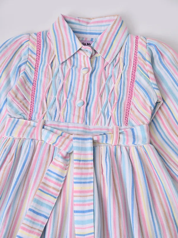 Bella_Moda_Baby_Girls_Striped_Dress_With_Shirt_Collar_Pintuck_Detail_And_Waist_Tie