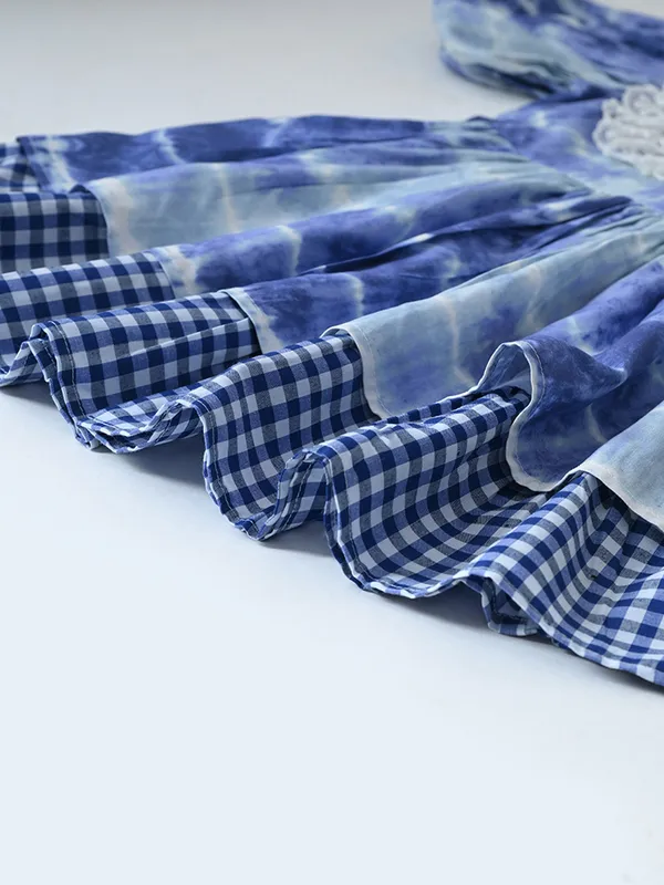 Bella_Moda_Girls_Tie_Dye_Dress_With_Gingham_Panel_And_Lace_Collar