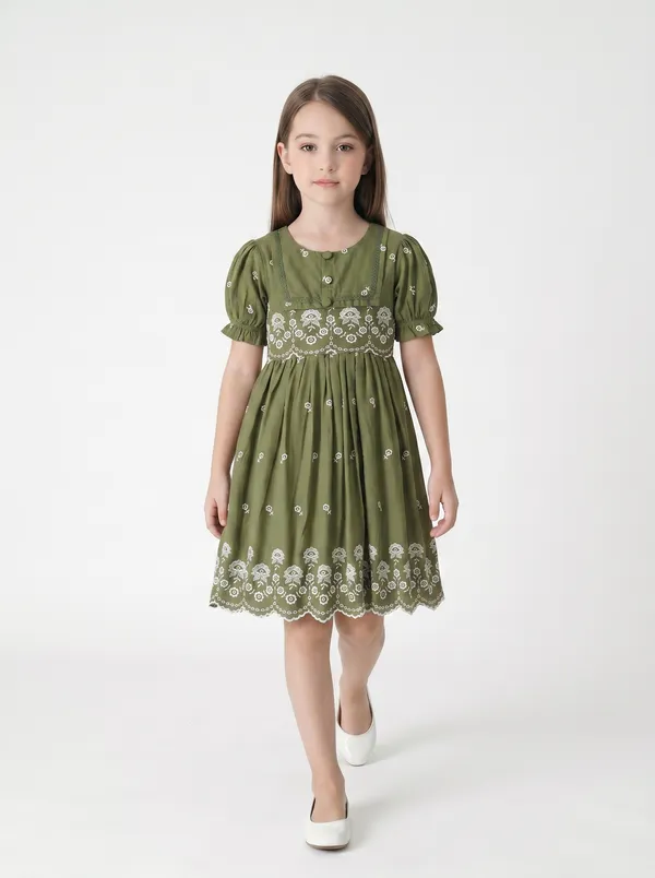 Bella_Moda_Cotton_Woven_Half_Puffed_Sleeves_Floral_Embroidered_Dress