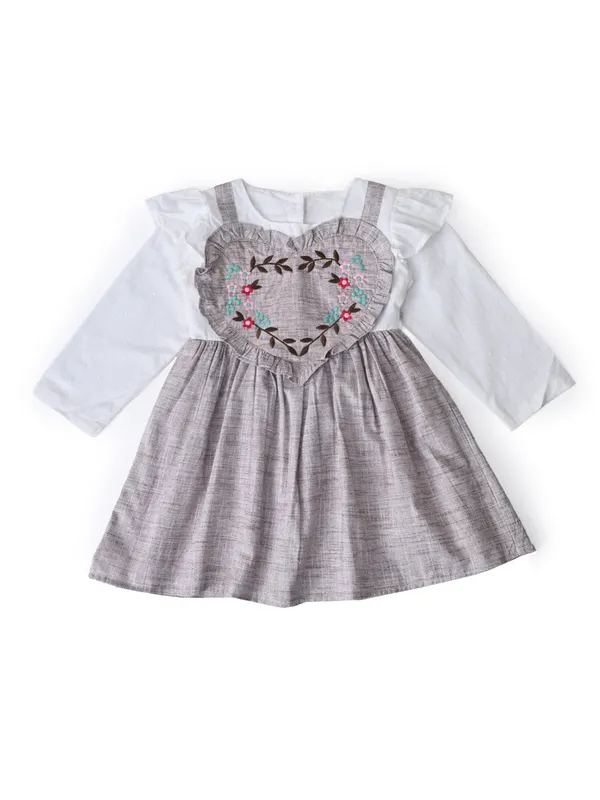 Girls_Floral_Embroidered_Cotton_Woven_Dress_With_Full_Sleeves_Brown