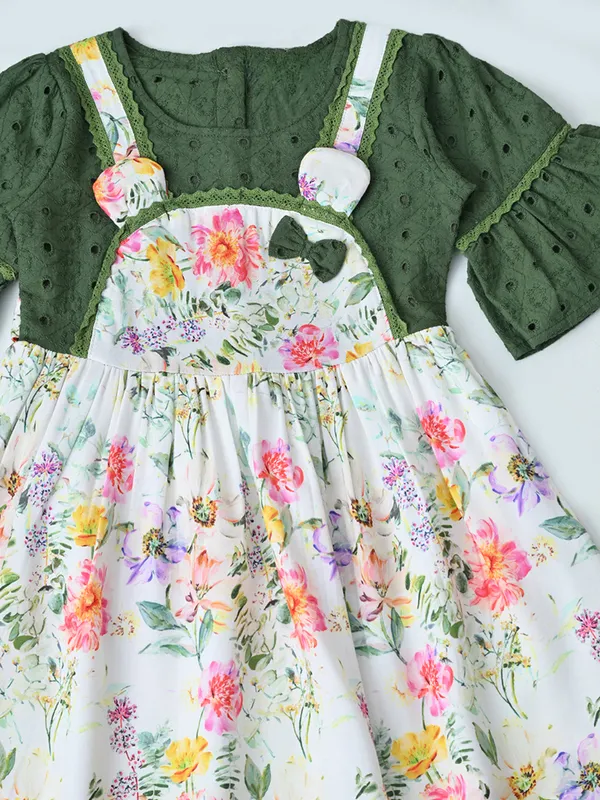 Baby_Girls_Floral_Printed_Cotton_Woven_Dress_With_Bell_Sleeves_Green