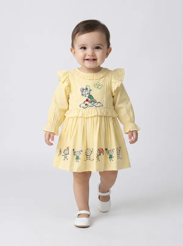 Baby_Girls_Embroidered_Cotton_Dress_With_Full_Sleeves_And_Floral_Print_Light_Yellow