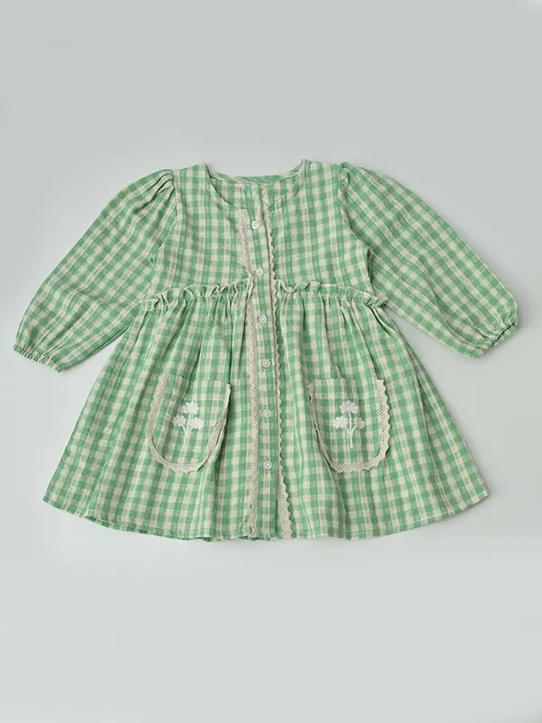 Baby_Girls_Checked_Cotton_Dress_With_Embroidered_Pockets_Green