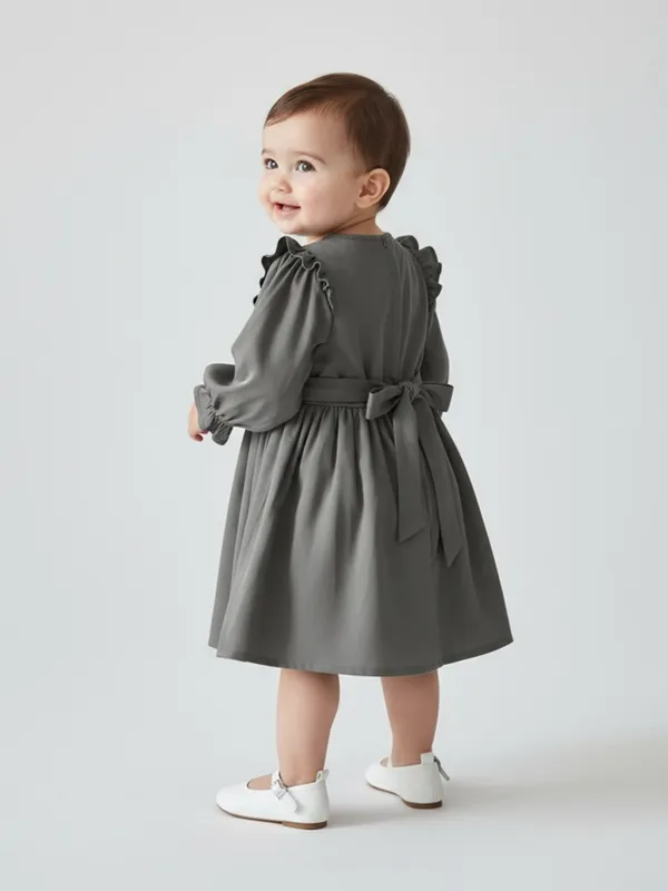 Bella_Moda_Girls_Floral_Embroidered_Cotton_Dress_With_Frill_Shoulders_And_Button_Front_And_Pockets