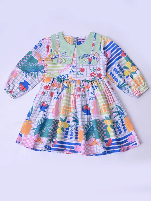 Bella_Moda_Baby_Girls_Printed_Dress_With_Contrast_Collar_And_Bow_Detail