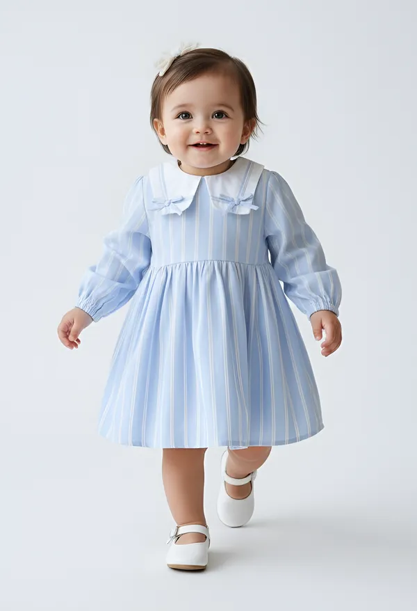 Bella_Moda_Baby_Girls_Striped_Dress_With_Peter_Pan_Collar_And_Bow_Detail