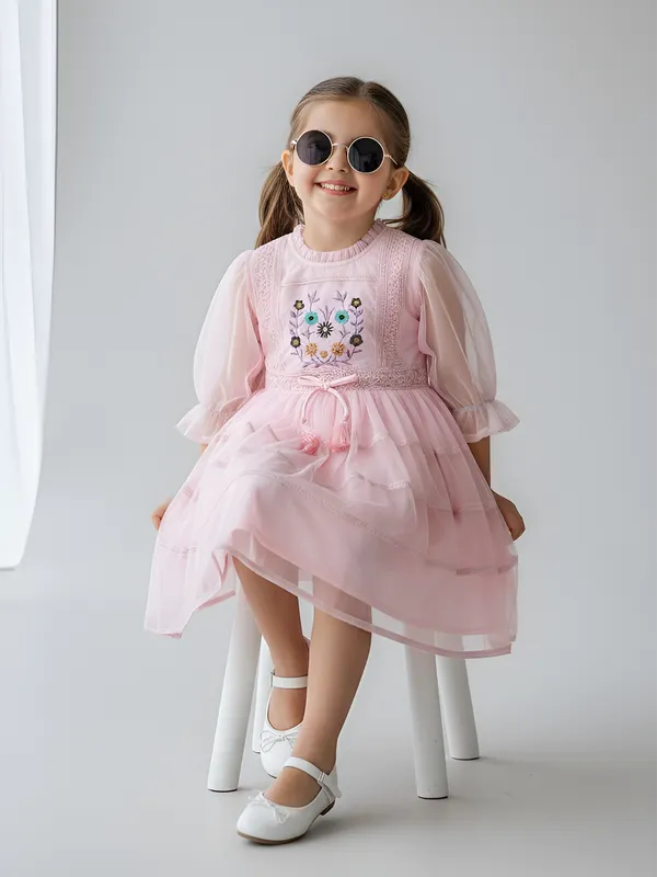 Bella_Moda_Girls_Net_Premium_Party_Frock_With_Embroidery,_Full_Sleeves_And_Tassel_Belt