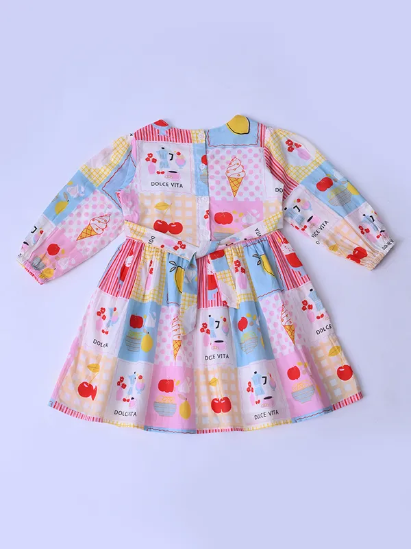 Bella_Moda_Baby_Girls_Printed_Dress_With_Contrast_Collar_And_Bow_Detail