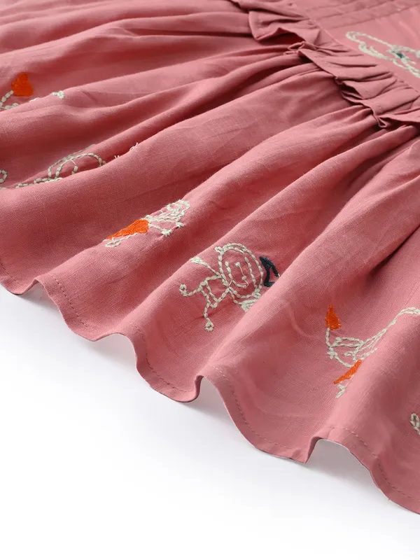 Baby_Girls_Embroidered_Cotton_Dress_With_Full_Sleeves_And_Floral_Print_Rust