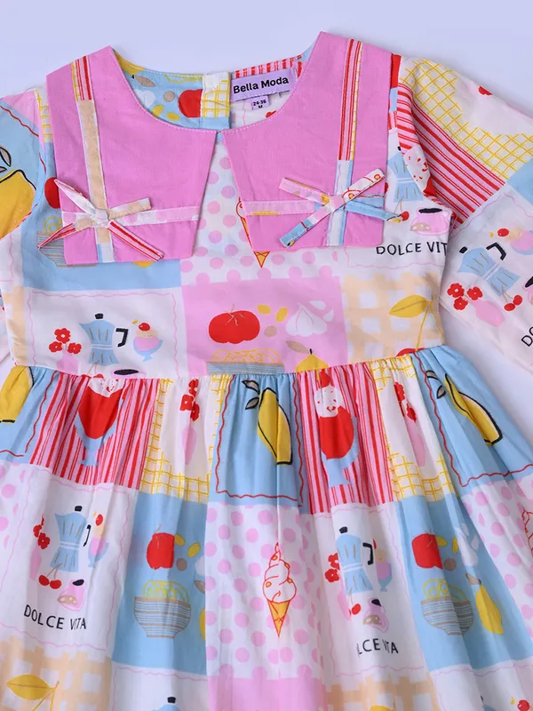 Bella_Moda_Baby_Girls_Printed_Dress_With_Contrast_Collar_And_Bow_Detail