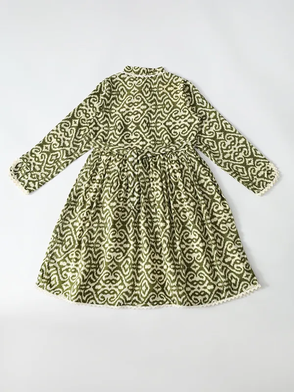 Bella_Moda_Cotton_Full_Sleeeves_Fit_And_Flare_Printed_Dress_Green