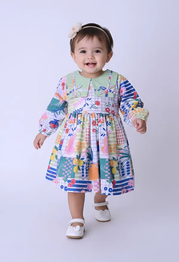 Bella_Moda_Baby_Girls_Printed_Dress_With_Contrast_Collar_And_Bow_Detail