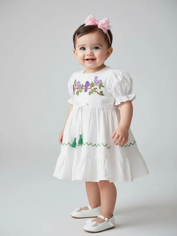 Bella_Moda_Girls_Embroidered_Bird_Motif_Cotton_Dress_With_Puff_Sleeves_And_Tassels