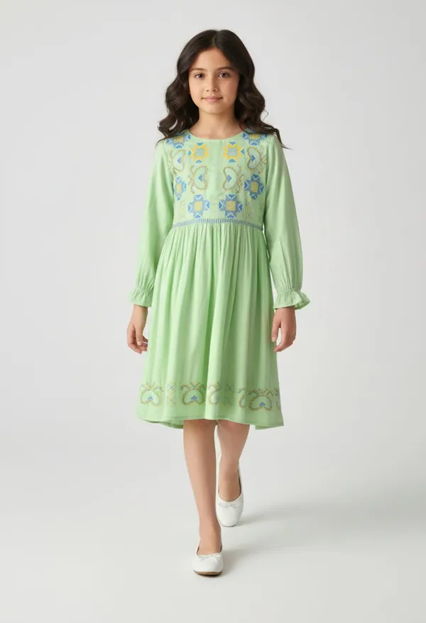 Bella_Moda_Girls_Woven_Embroidered_Long_Sleeve_Fit_And_Flare_Dress