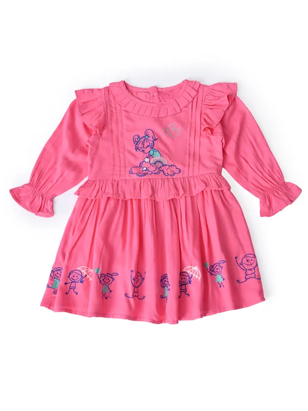 Baby_Girls_Embroidered_Cotton_Dress_With_Full_Sleeves_And_Floral_Print_Pink
