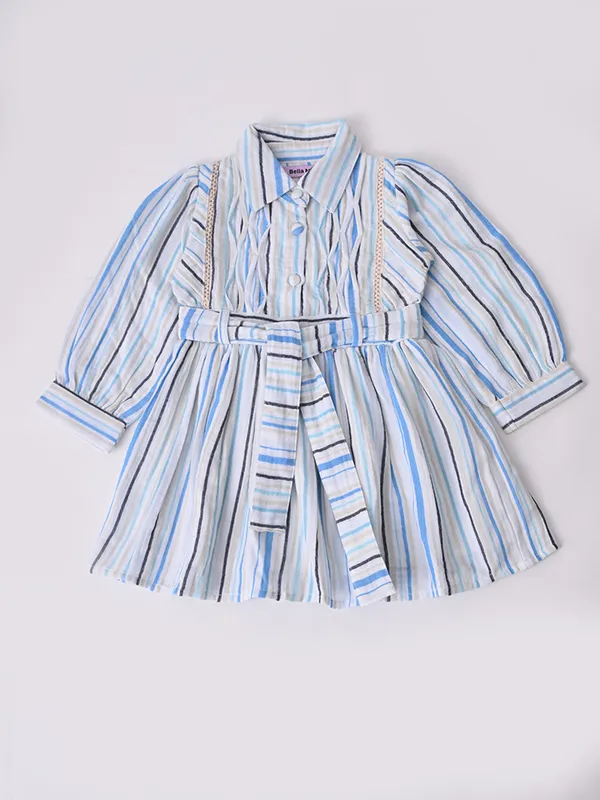 Bella_Moda_Baby_Girls_Striped_Dress_With_Shirt_Collar,_Pintuck_Detail_And_Waist_Tie