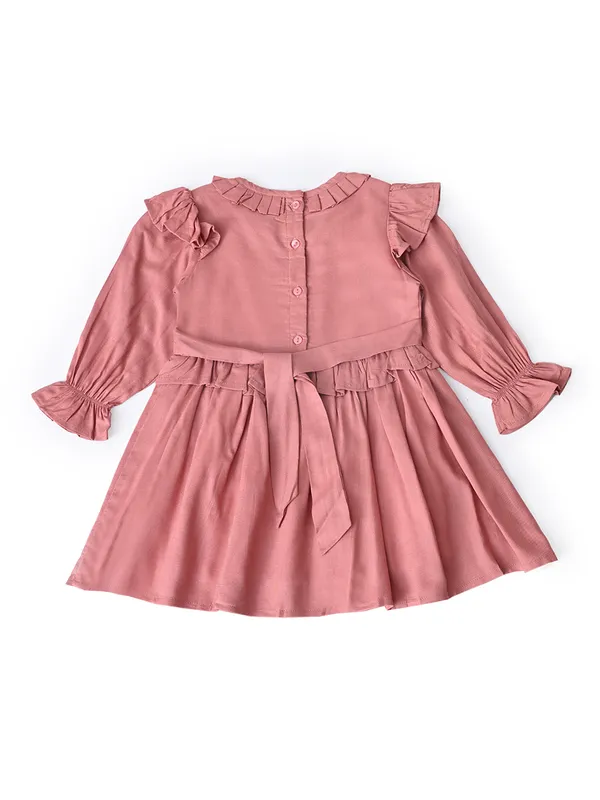 Baby_Girls_Embroidered_Cotton_Dress_With_Full_Sleeves_And_Floral_Print_Rust