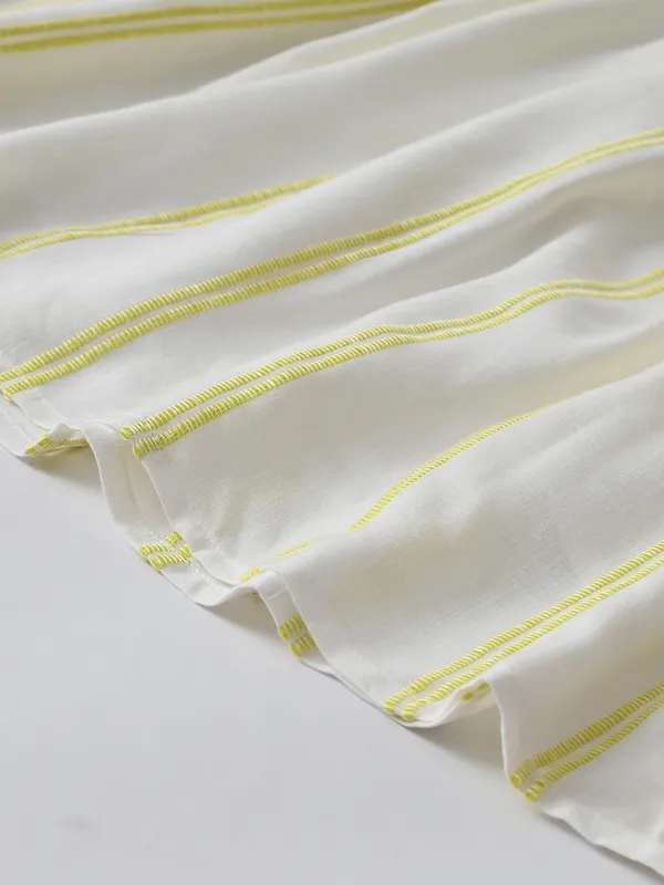 Girls_Sriped_Cotton_Woven_Dress_With_Bow_Waist_Applique_Yellow
