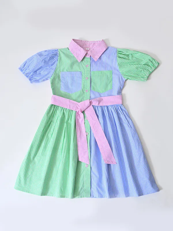 Bella_Moda_Cotton_Woven_Girls_Color_Block_Striped_Shirt_Dress_With_Waist_Tie_Belt