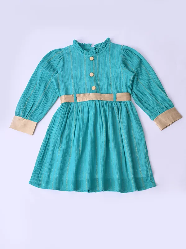 Bella_Moda_Girls_Fancy_Full_Sleeve_Dress_With_Contrast_Cuff_And_Belt