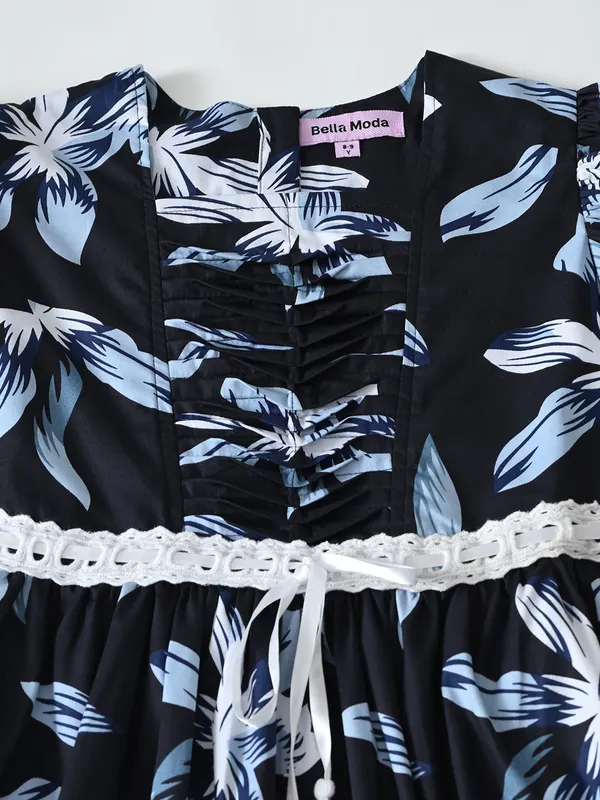 Bella_Moda_Cotton_Balloon_Sleeves_Fit_And_Flare_Printed_Dress_Navy_Blue