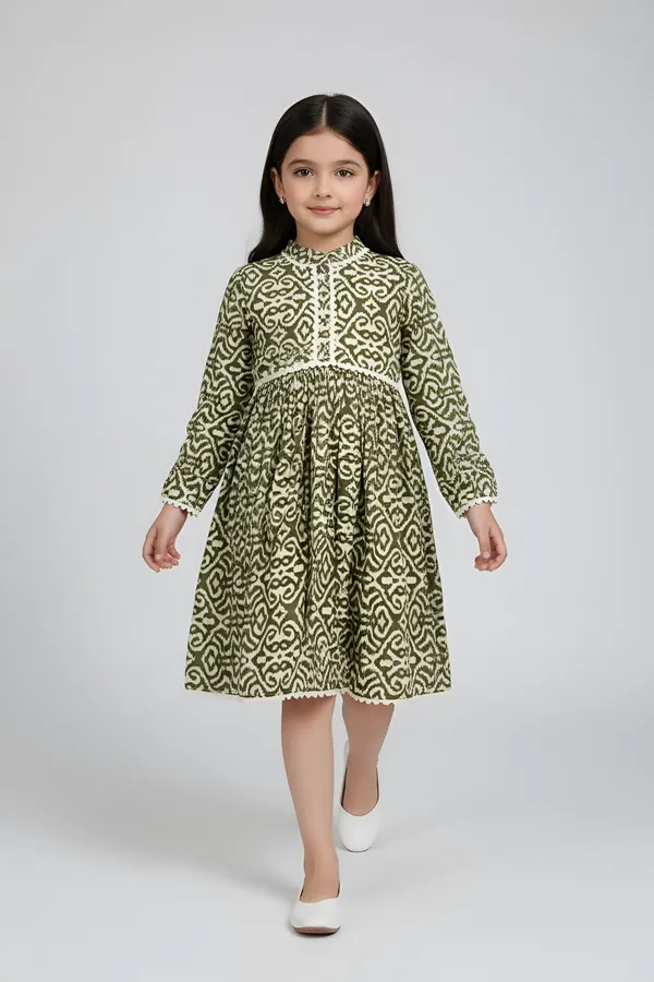 Bella_Moda_Cotton_Full_Sleeeves_Fit_And_Flare_Printed_Dress_Green