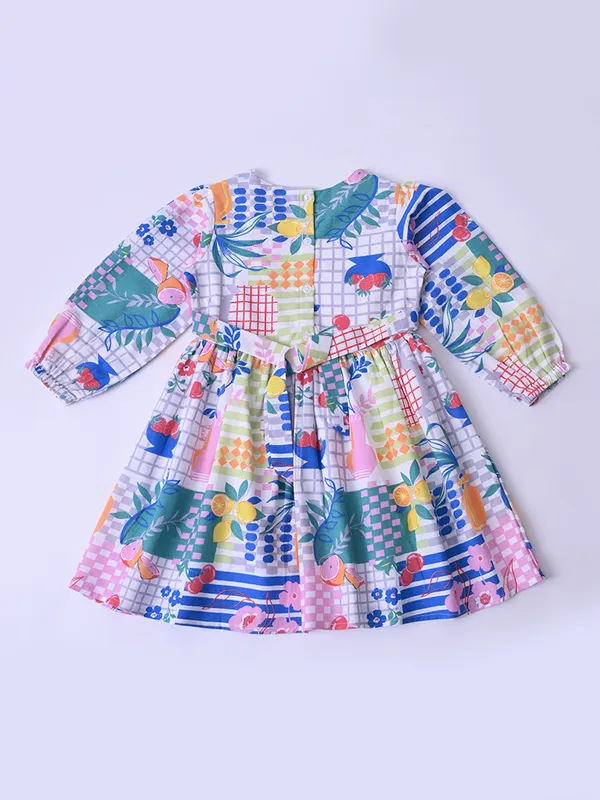 Bella_Moda_Baby_Girls_Printed_Dress_With_Contrast_Collar_And_Bow_Detail