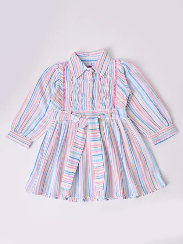 Bella_Moda_Baby_Girls_Striped_Dress_With_Shirt_Collar_Pintuck_Detail_And_Waist_Tie