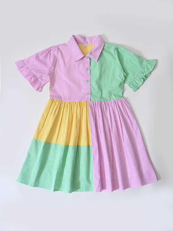 Bella_Moda_Cotton_Woven_Girls_Color_Block_Striped_Shirt_Dress_With_Sling_Bag