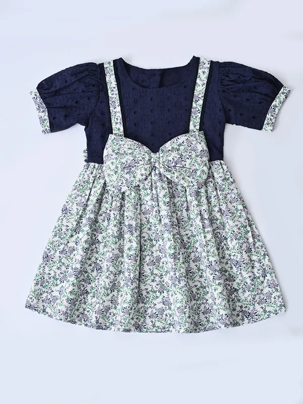 Baby_Girls_Printed_Cotton_Woven_Fit_And_Flare_Dress_With_Puff_Sleeves_And_Bow_Appilque_Blue
