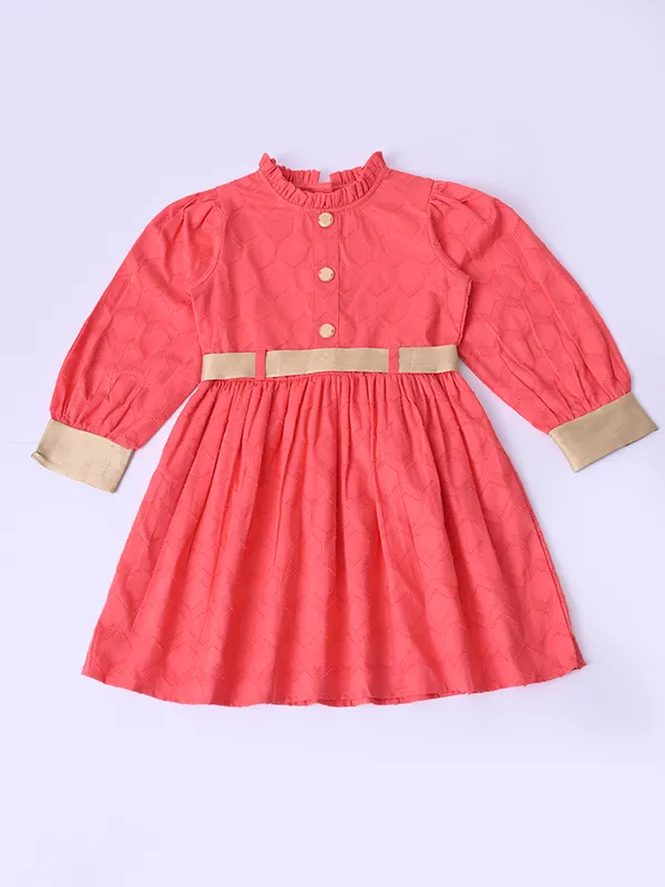 Bella_Moda_Girls_Fancy_Full_Sleeve_Dress_With_Contrast_Cuff_And_Belt