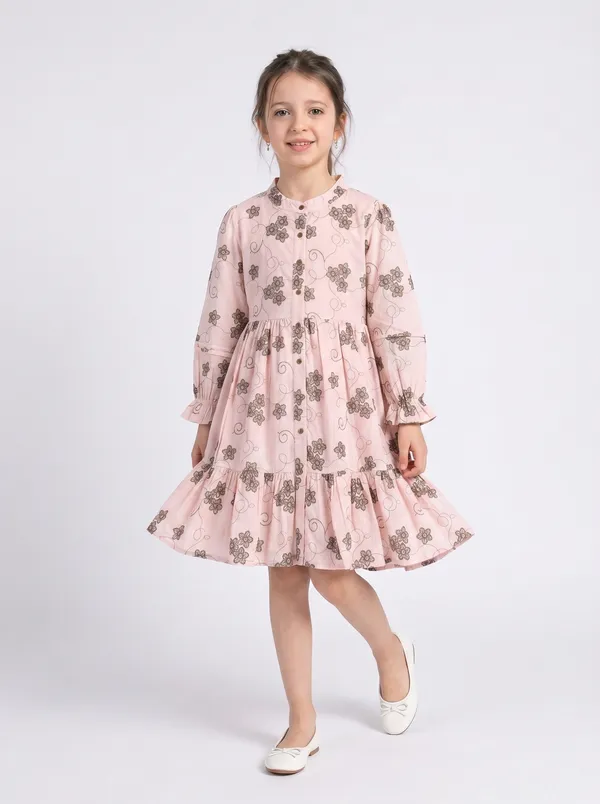Bella_Moda_Cotton_Woven_Floral_Printed_Mandarin_Collar_Full_Sleeve_Fit_And_Flare_Dress