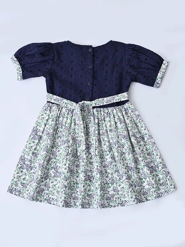 Baby_Girls_Printed_Cotton_Woven_Fit_And_Flare_Dress_With_Puff_Sleeves_And_Bow_Appilque_Blue