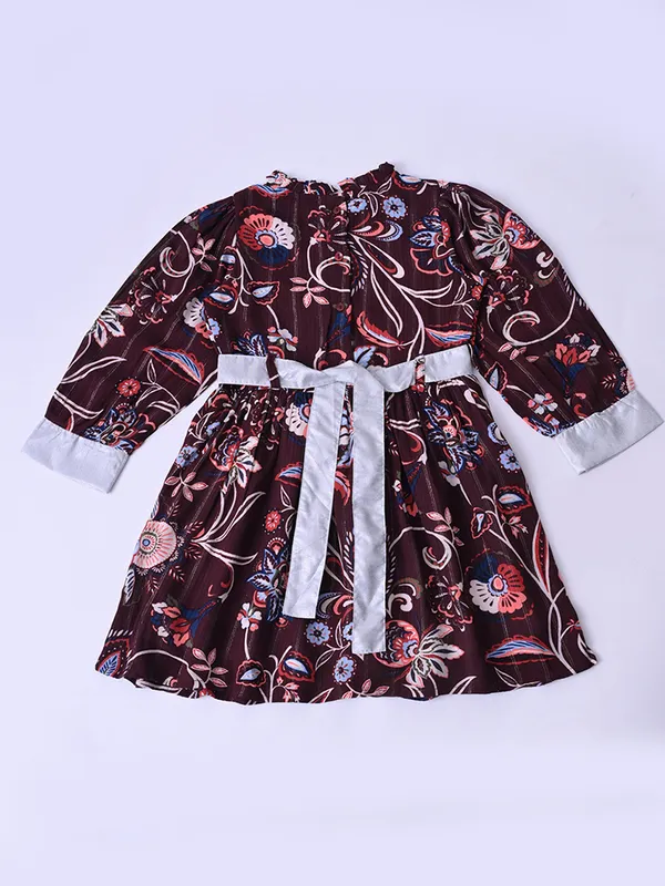 Bella_Moda_Girls_Fancy_Full_Sleeve_Dress_With_Contrast_Cuff_And_Belt