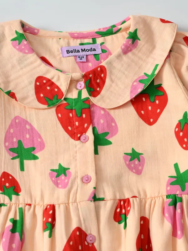 Bella_Moda_Cotton_Woven_Half_Sleeves_Front_Open_Midi_Style_Dress_Peach