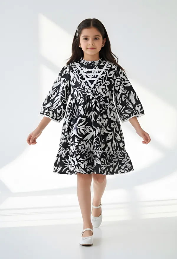 Bella_Moda_Cotton_Woven_Girls_Monochrome_Floral_Print_Flared_Dress