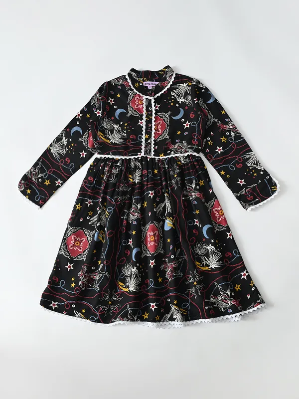 Bella_Moda_Cotton_Full_Sleeeves_Fit_And_Flare_Printed_Dress_Black