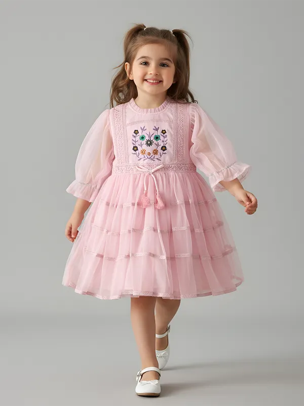 Bella_Moda_Girls_Net_Premium_Party_Frock_With_Embroidery,_Full_Sleeves_And_Tassel_Belt